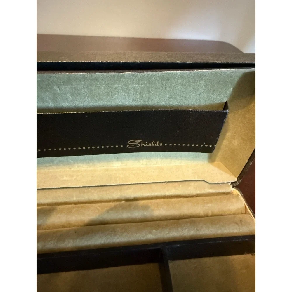 Vintage Shields Men's  Jewelry‎ Box Green  Velvet Tie Clip Cuff Link Watch